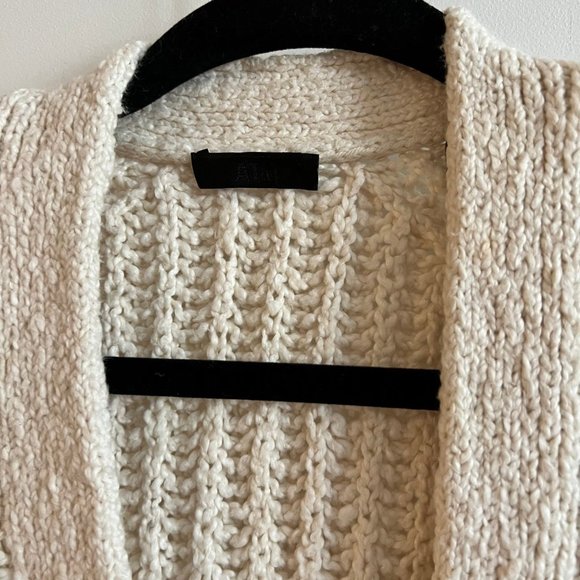 ATM Long Ivory Cream Chunky Oversized Knit Cotton Cardigan Small - Picture 3 of 8